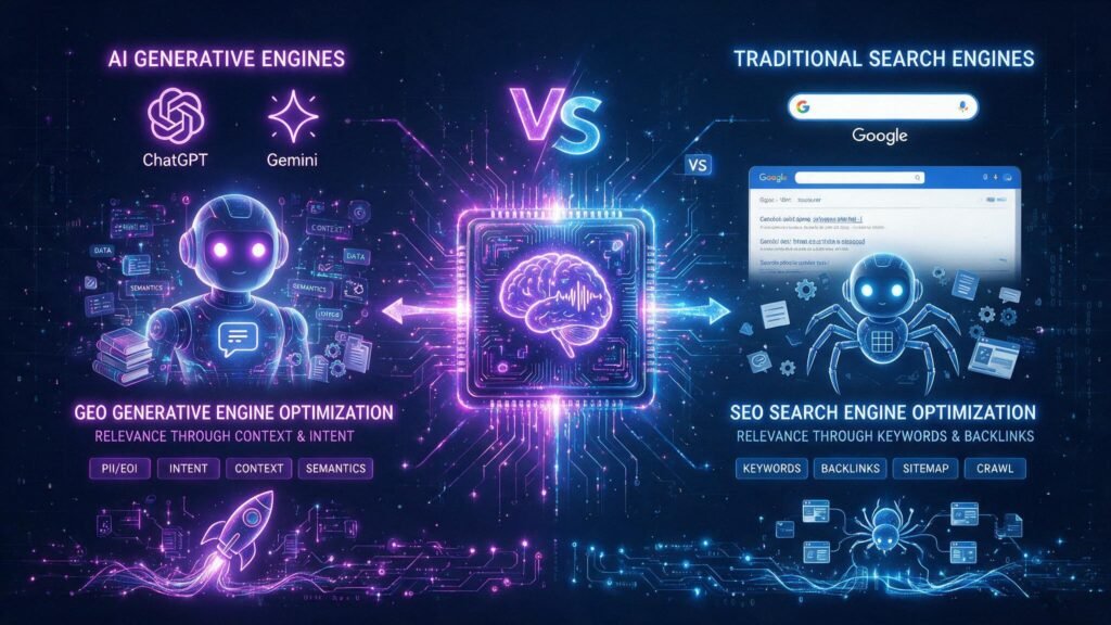 GEO vs SEO: La Diferencia Real (Guía Completa)