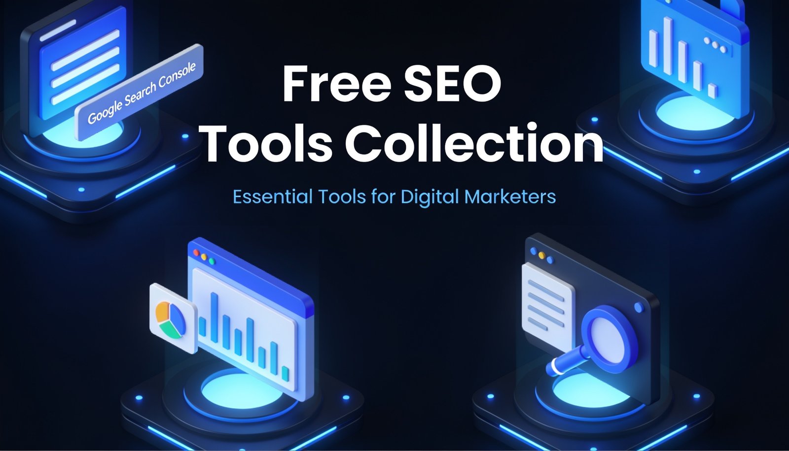 Dashboard de herramientas SEO gratuitas: Google Search Console, Analytics 4 y Keyword Planner en pantalla